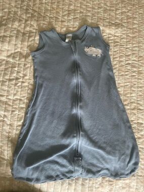 2/$10 The Peanutshell Light Blue Sleeveless Baby Sleep Sack with Rhino Patch